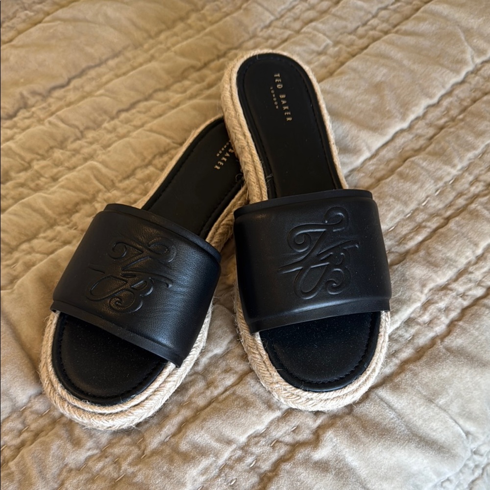 Ted Baker London Black Sandals with Espadrille Sole